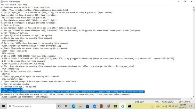 How to Install Oracle APEX 21.2 | DB 21c | Pluggable | Windows 10