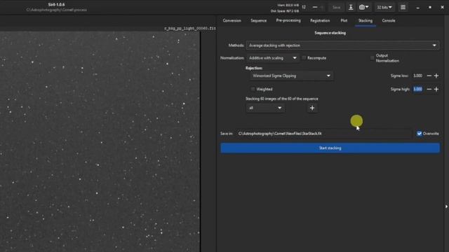 Stacking Comet Images with Siril Step by Step