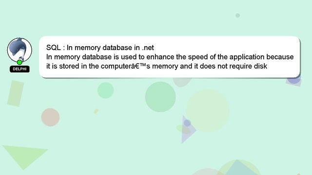 SQL : In memory database in .net