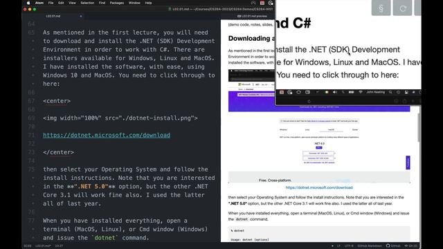 CS264 Lesson L02 01 Moodle, Lectures and Getting Started with coding C#