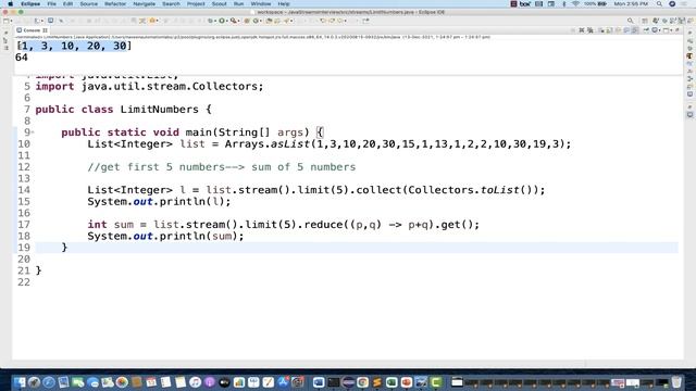 Java Streams Interview Question - 09 - Get/ignore first 5 numbers using Limit & Skip in Streams