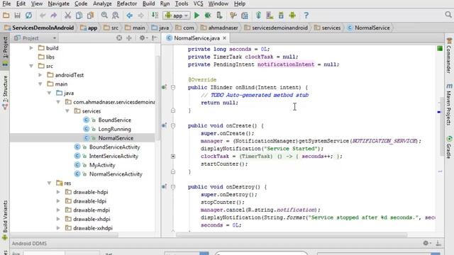 services in android part7 normal service in android , timer,notification manager