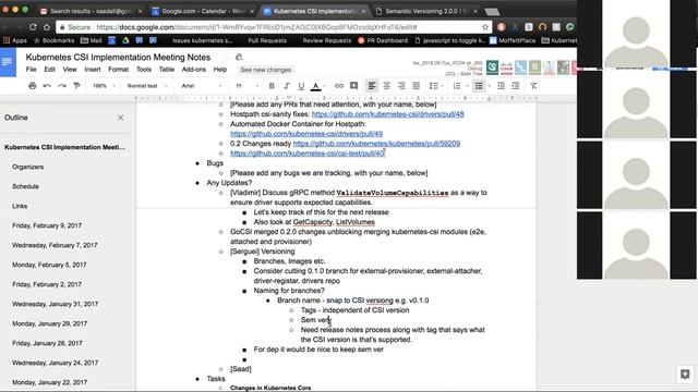 Kubernetes SIG Storage - CSI Implementation Workgroup 20180209