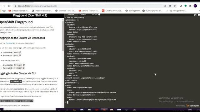 Managing profiele in Openshift via kubeconfig file
