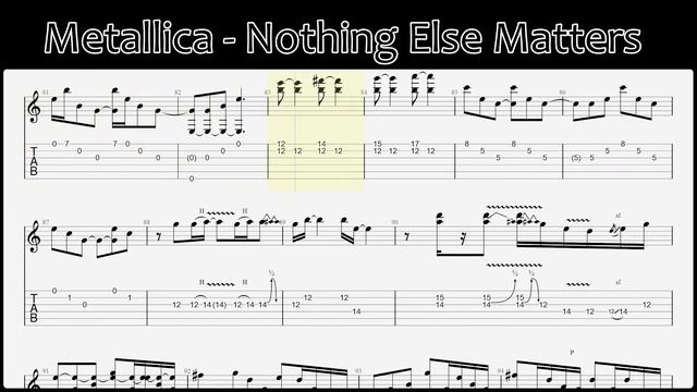 Metallica - Nothing Else Matters  - Easy Guitar Tab