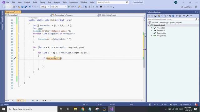 Best way to sort an array using bubble sorting in C#, Java.  --- Code Play