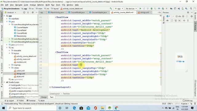 onClick Handling in Android RecyclerView item Part-3| Full tutorial in hindi