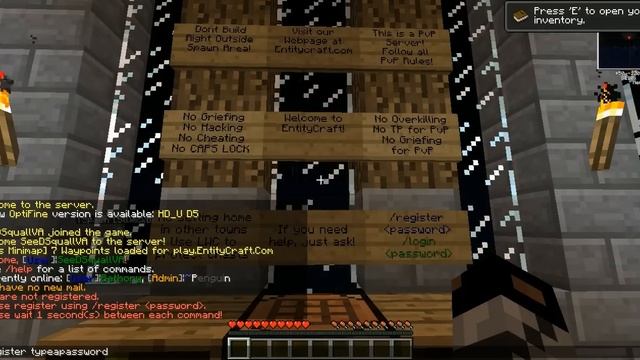 How to register and login to a MineCraft server [xAuth servers]