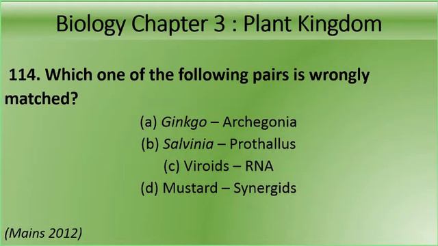 Mock Test NEET 2021 , 2022 || Biology:Plant Kingdom (Part 3 of 3)