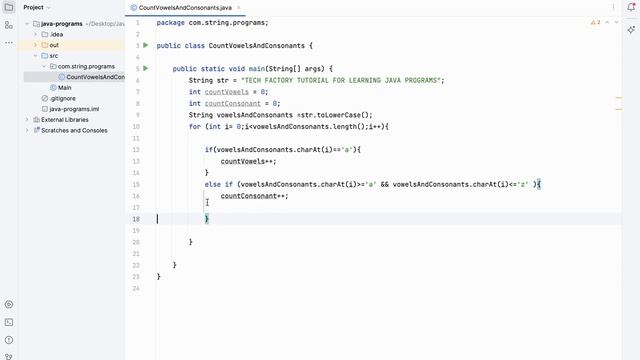 Program -4 Vowel And Consonant Count String  JAVA Tutorial