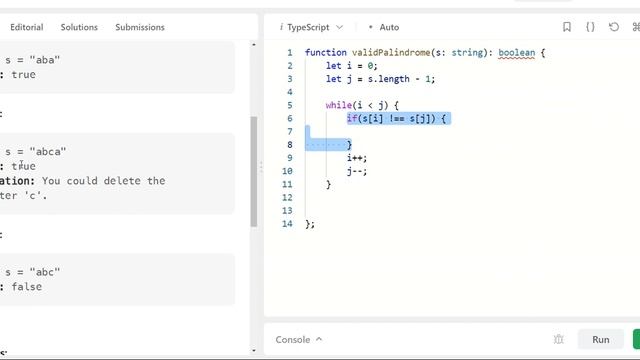 Leetcode   680   valid palindrome II   TypeScript   JavaScript
