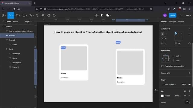 HOW TO PLACE AN OBJECT IN FRONT OF ANOTHER OBJECT INSIDE OF AN AUTO LAYOUT FIGMA CARD TUTORIAL 2022