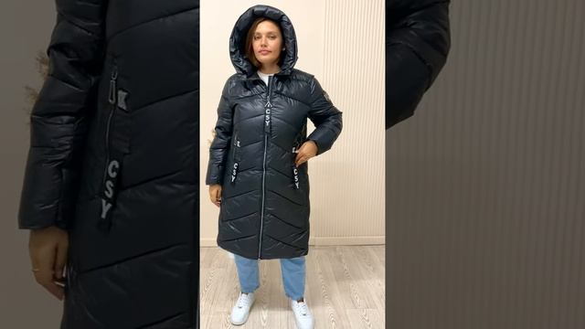 1635black Пуховик женский зима с капюшоном CSY.