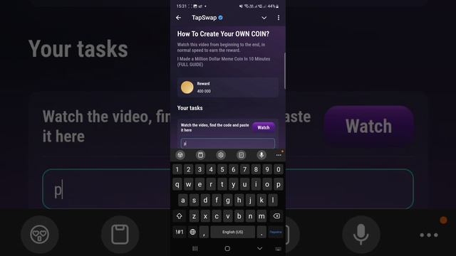 Tap Swap Код сегодня 2-3 Августа How To Create Your OWN COIN ТАП СВАП Новый код в Видео