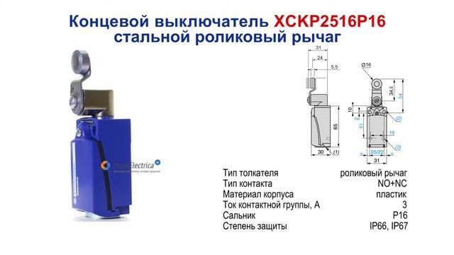 XCKP2516P16 Концевой выключатель, стальной роликовый рычаг, Telemecanique / Schneider Electric