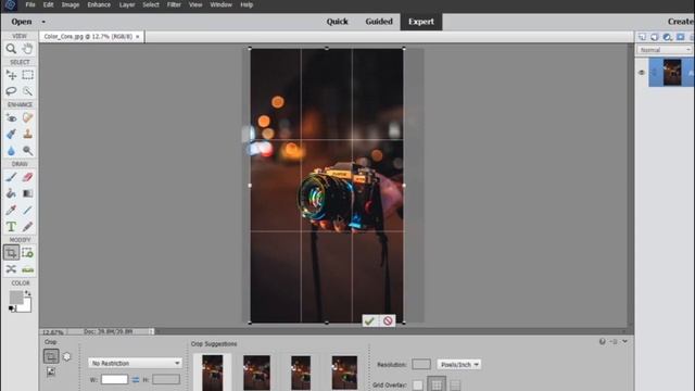 Adobe Photoshop Elements 2020 Cropping Options