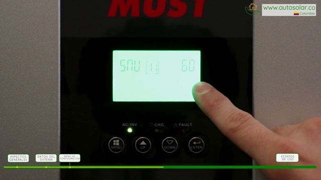 Inversor Must Solar 5000W 48V |  Pantalla, opciones de uso y configuración. Nuevo modelo.