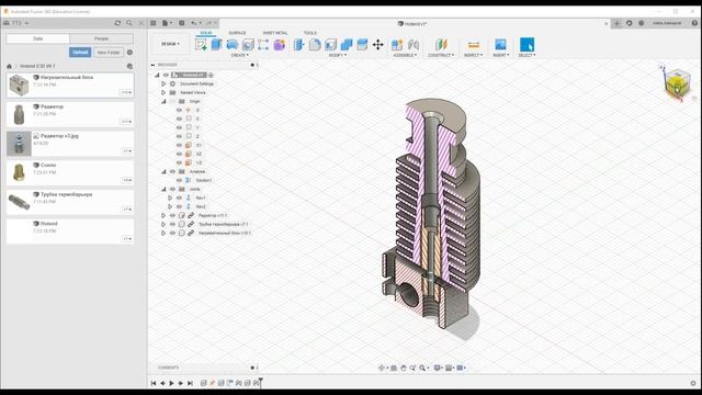 3d моделирование Fusion 360 хотэнд экструдера E3D V6 Сборка