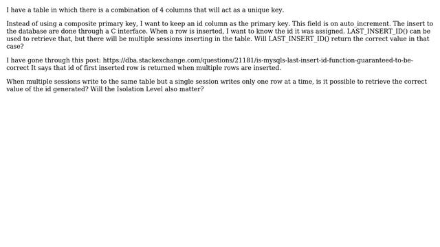 Databases: Does last_insert_id returns correct result when writes from multiple sessions?