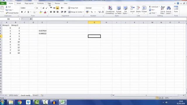 t test using excel