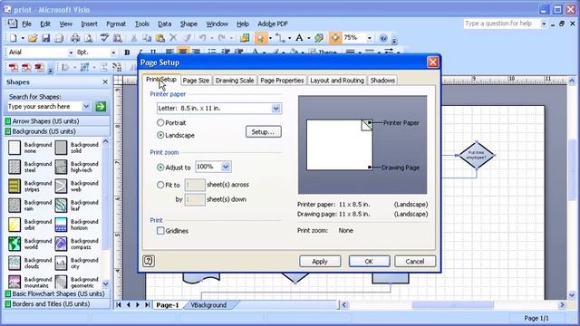 1.2 Microsoft Visio 2007: Exploring Interface and Using Page Setup