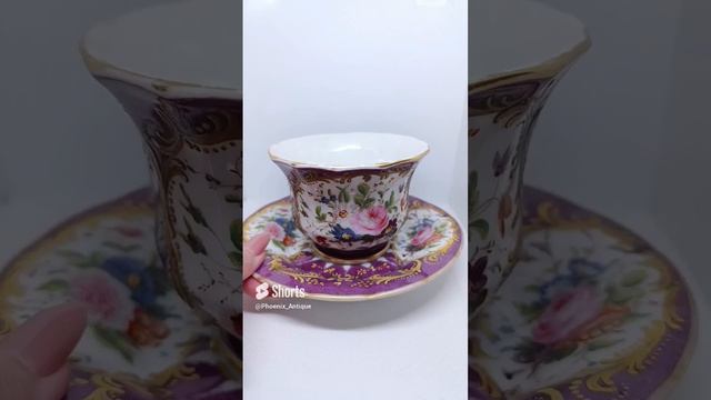 Чайная пара Франция антикварная 19 век Старый Лимож / 175245