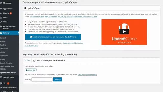 How to clone a WordPress site using Updraft Migrator