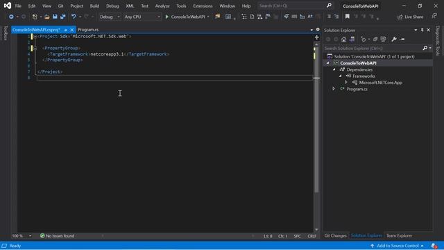 Update the csproj file | ASP.NET Core 5.0 Web API tutorial