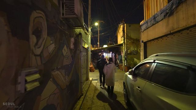 Year-end party atmosphere, Mullae Restaurant Bar Street  / Seoul Walking Tour / 4K HDR