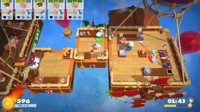 Overcooked 2 Level 2-2 4 stars 4 Player Co-op (Completed)