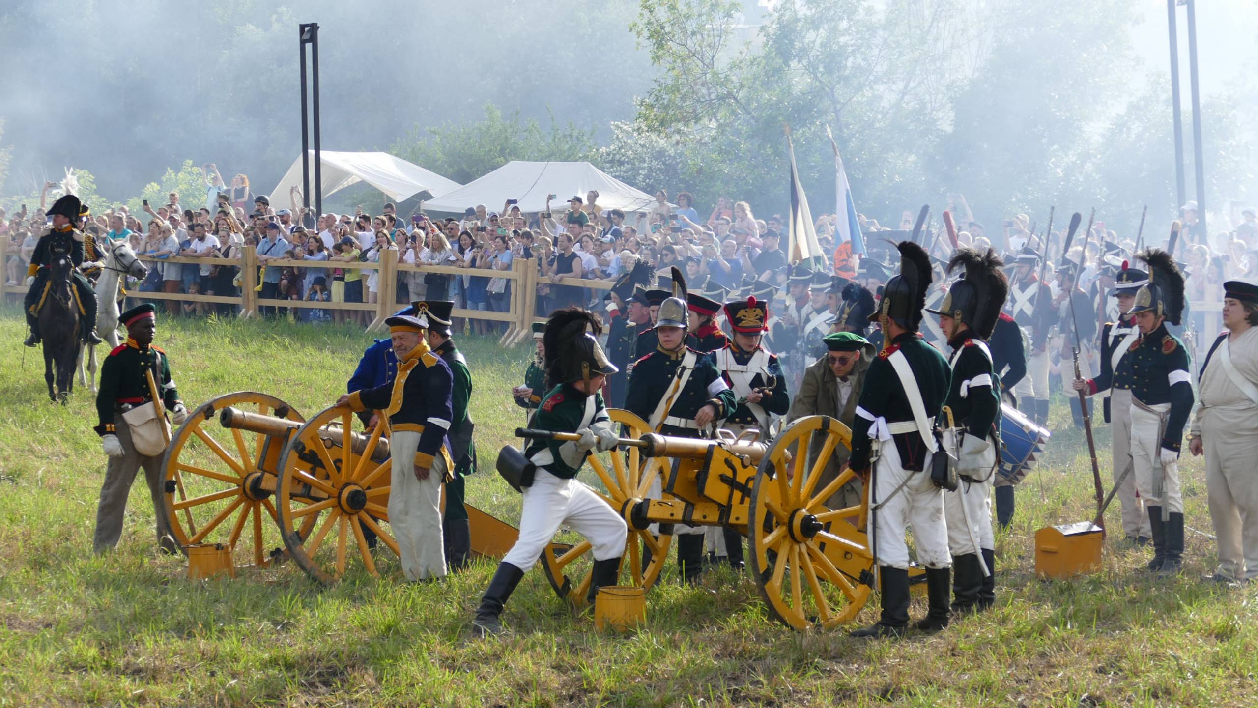 Работа русской артиллерии на реконструкции 1814 года, фестиваль "Времена и Эпохи", 16.06.2024