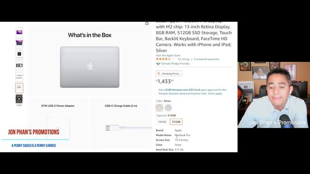 $1149 2022 Apple MacBook Pro Laptop with M2 chip 13inch Retina Display, 8GB RAM Amazon