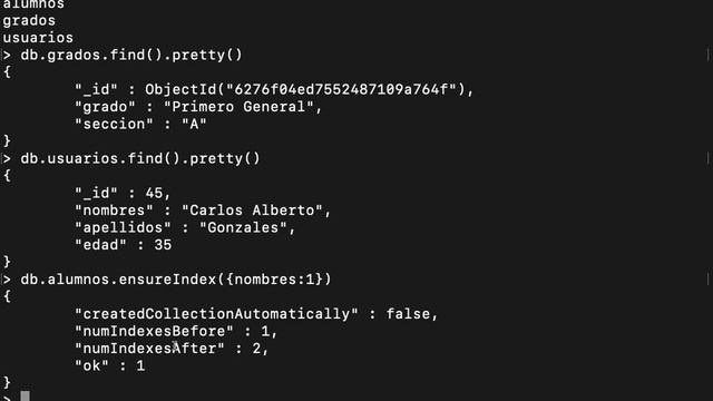 Uso de indices en MongoDB