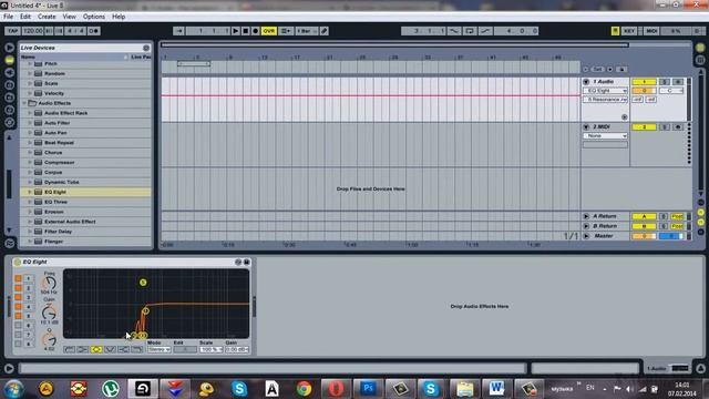 Как настроить эквалайзер ableton live 8 на срез 90 градусов?