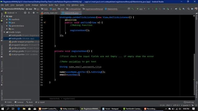 volley: signup/registration with mysql and php  in Android using volley | Part 1 | android tutorial