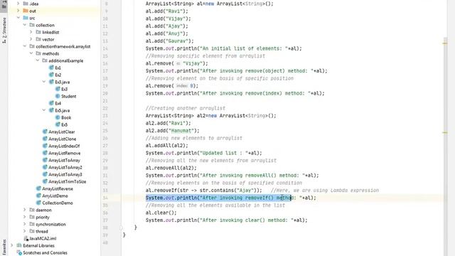 Arraylist Example Lecture of 13th August 2020