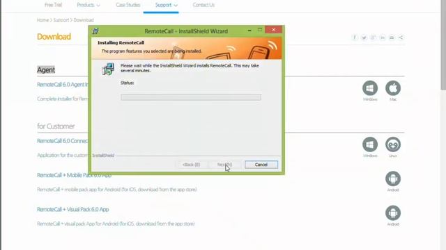 Installing RemoteCall 6.0 Windows Agent Application