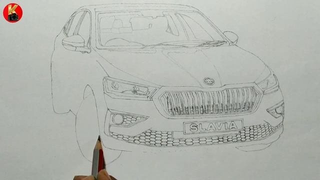 How To Drawing Skoda Slavia  Skoda Slavia Drawing  Skoda Slavia  Pencil Drawing