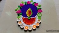 #1403 Diya rangoli for diwali   Deepavali rangoli designs   diwali festival