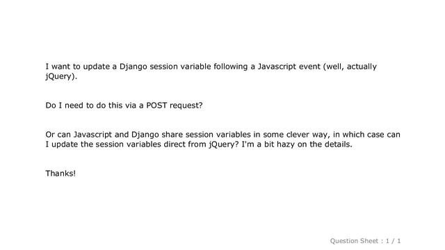 Django : Update Django session variable in javascript?