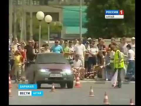 Фигурный пилотаж 2012. Автоспорт автогонки дрифт. Вести Алтай Барнаул