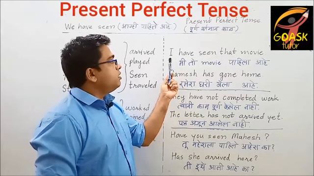 Present Perfect Tense for beginner ( via Marathi language).