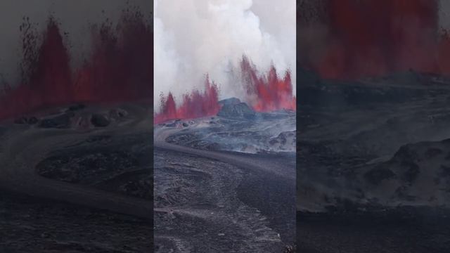 🌋Кинематографические кадры трещинного извержения в Исландии