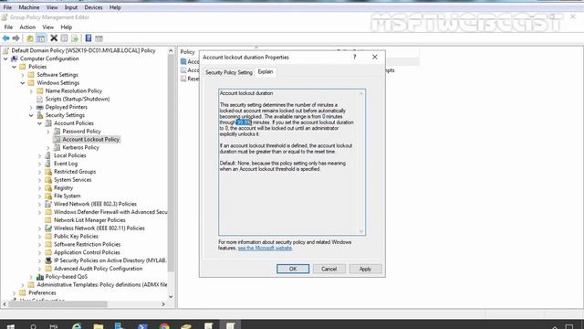 Configure Account Lockout Policies in Windows Server 2019