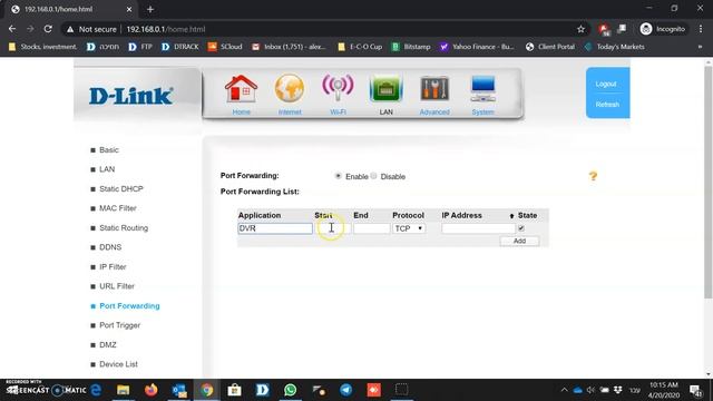 DWR - 922  - Port Forwarding