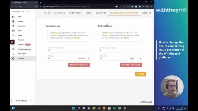 How to configure the device connectivity issue generation