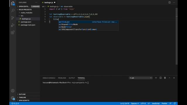 RxJs Tutorial - Pipe method for applying operators on observables in RXJS