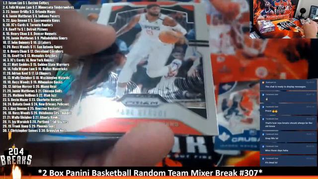 *2 Box Panini Basketball Random Team Mixer Break #307*  [Sept 9 2020]