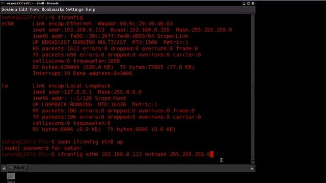 Setting up a Network Connection in Linux (Backtrack)