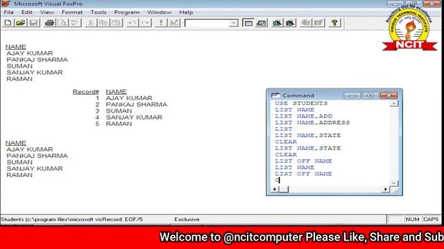 Visual FoxPro Day 2 | Open Database File | Complete tutorial in Hindi | Close Database file |